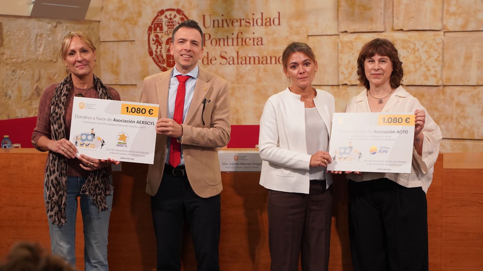 ACPD y AERSCYL reciben una donación de la UPSA, fruto de la participación de los estudiantes en las encuestas de satisfacción con la calidad docente y la Universidad